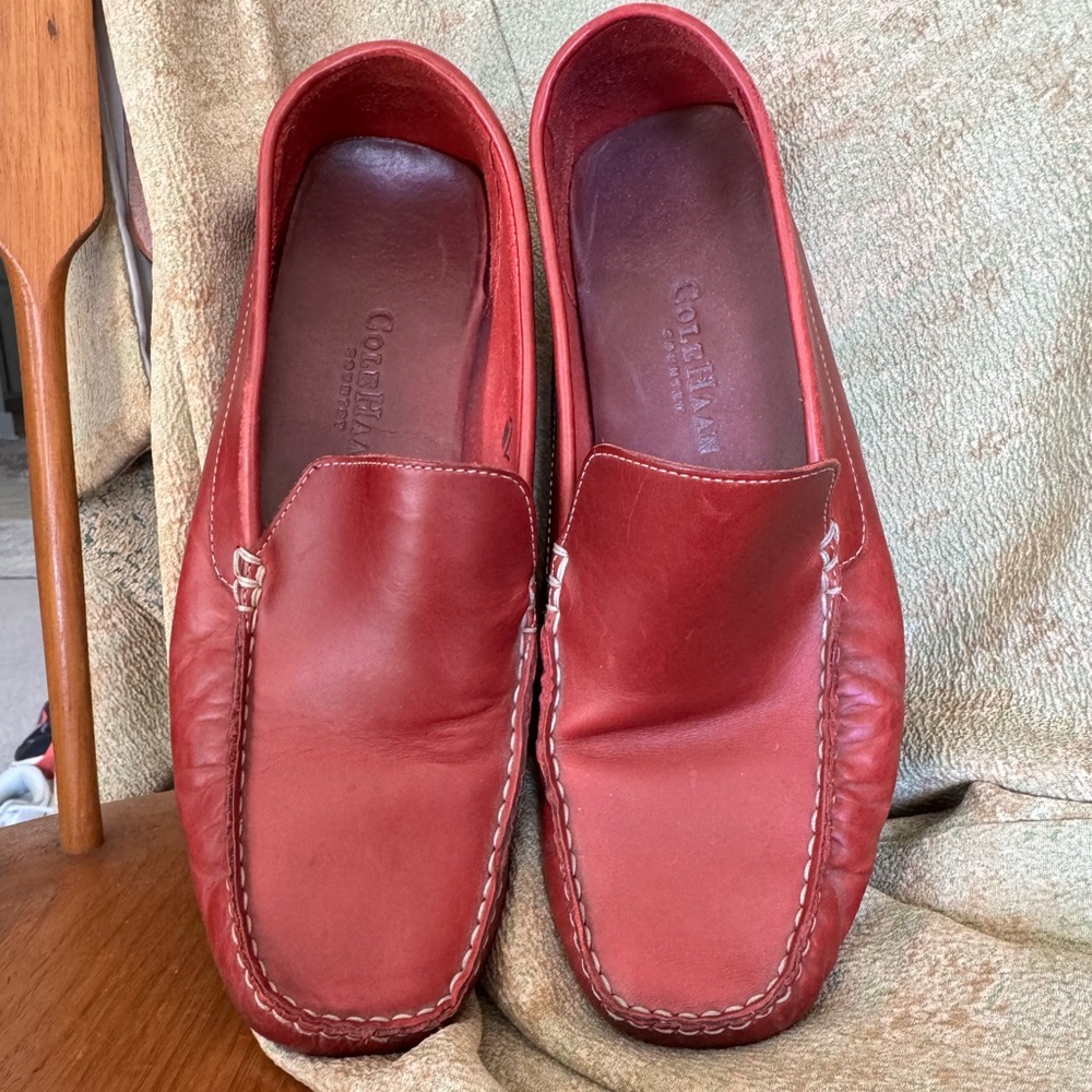 Cole Haan Red Leather Moccasin Loafers